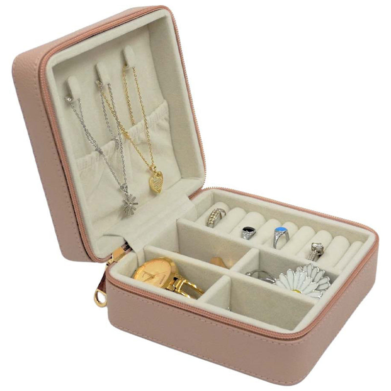 Karv Zipper Closer Faux PDM Leather Jewellery Box - Medium (Peach) 1 Unit