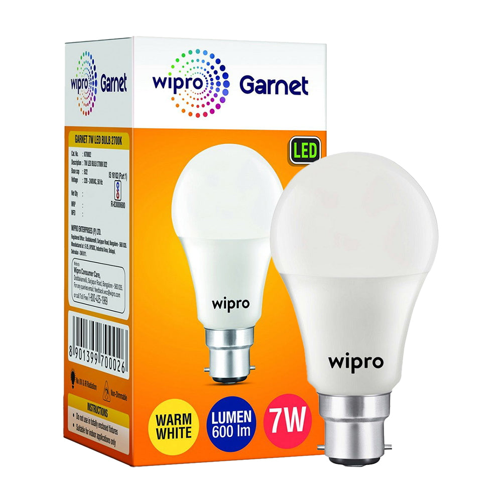 Wipro Garnet White LED Bulb B22 6500K (7 W) 1 Unit