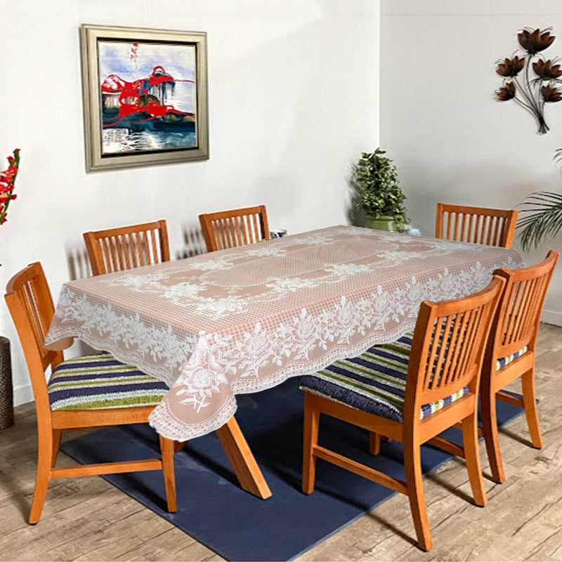 VAA Vinyl Blossom Dining Table Cover 6 Seater (1.32x2.02 metres) - Peach 1 Unit