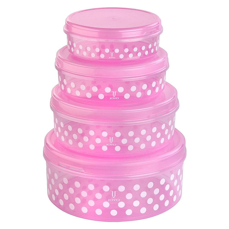 Joyo Food Keeper container - Polka - Pink Set of 4