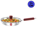 Hawkins Stainless Steel Triply Frying Pan With Glass Lid - 24 cm 1 Unit