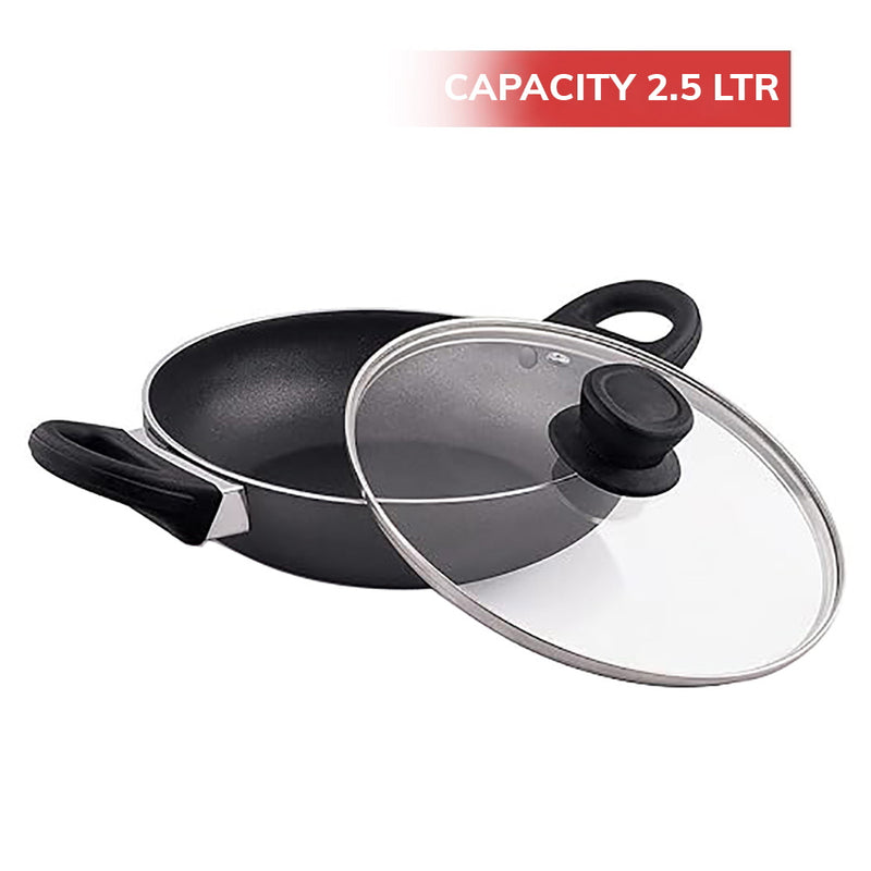 The Chef Story Everyday Non Stick Kadai with Glass Lid - 26 cm 1 Unit