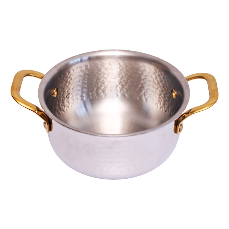 Stainless Steel Triply Casserole With Gold PVD Handle 18 cm