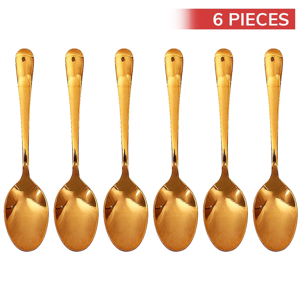 Stainless Steel Gold Finish Baby Spoon 6 Pieces