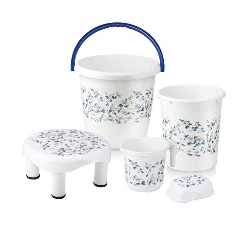 Joyo Plastic Bathroom Set (Blue) - Set of 5 1 Unit