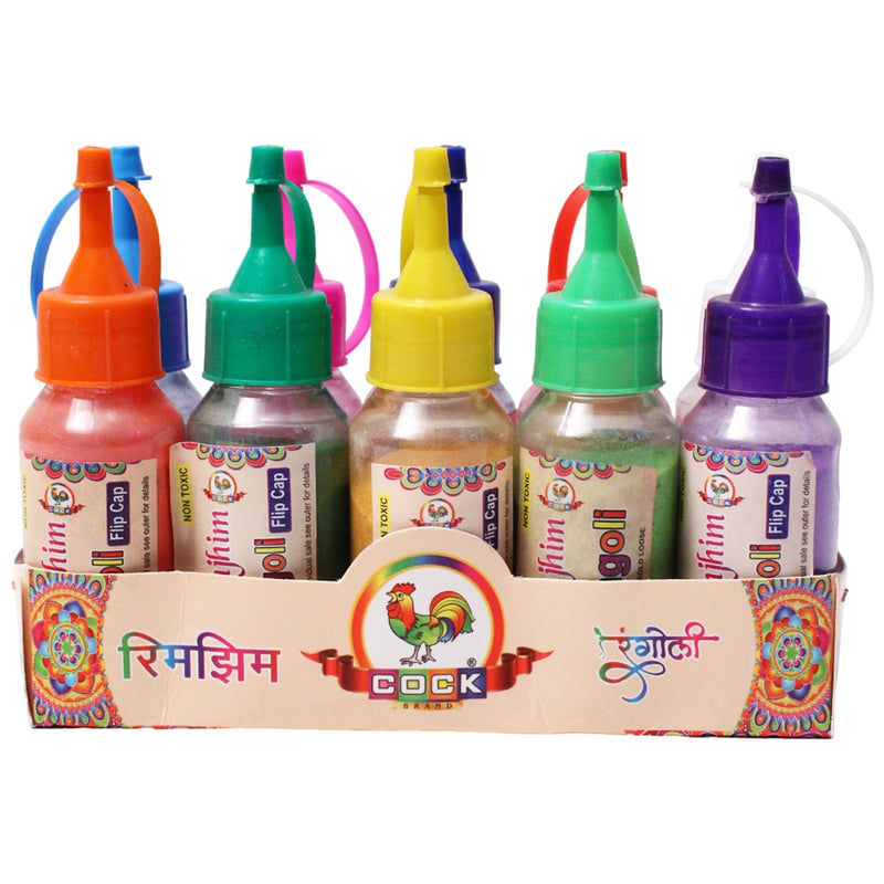 Cock Brand Rimjhim Rangoli Flip Cap (80 g) 10 Pieces