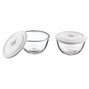 Lucky Glass Glasso Mixing Bowl (Container) With Lid - 405 ml (2 Pieces) 1 Unit