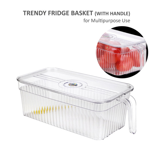 Jaipet Trendy Fridge Basket With Handle - Transparent 1 Unit