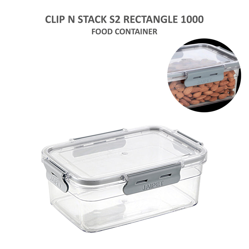 Jaipet S2 Clip & Stack Storage Box (Grey) - 1 Litre 1 Unit