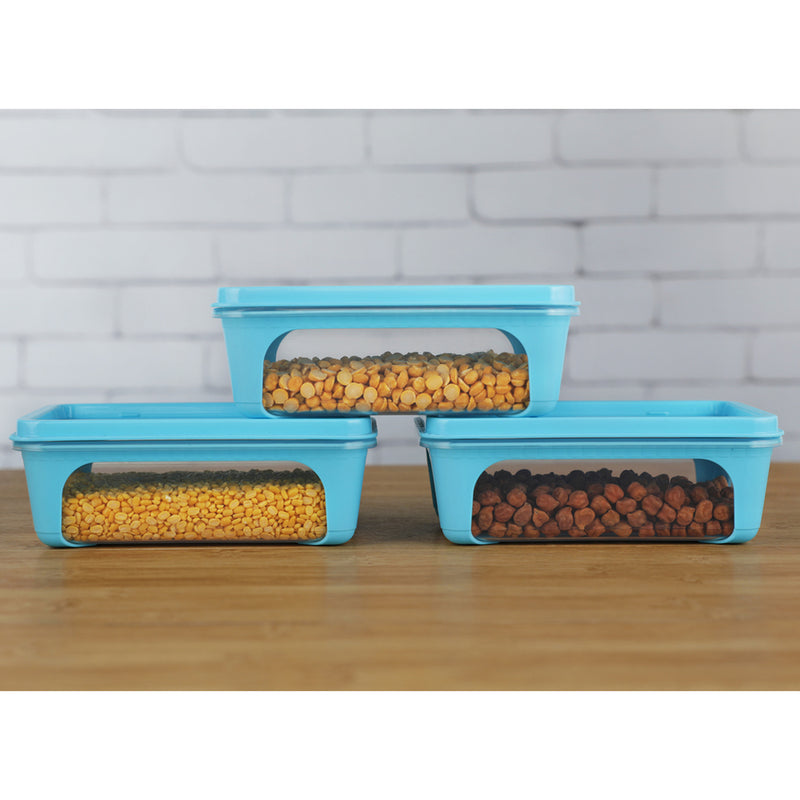 Unica 2K Rectangular Storage Container (Blue) - 840 ml (Set of 3) 1 Unit