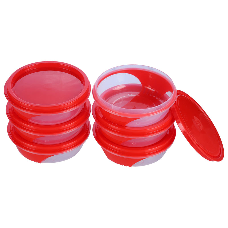 Unica 2K Round Storage Container (Red) - 250 ml (Set of 6) 1 Unit