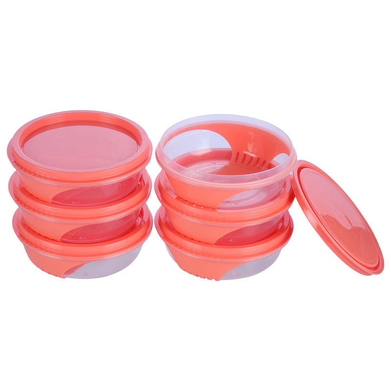 Unica 2K Round Storage Container (Coral) - 250 ml (Set of 6) 1 Unit