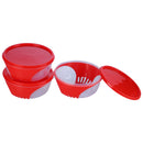 Unica 2K Round Storage Container (Red) - 1.15 L (Set of 3) 1 Unit