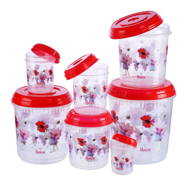 Unica Splendido Multipurpose Storage Container (Red) - Set of 7 1 Unit