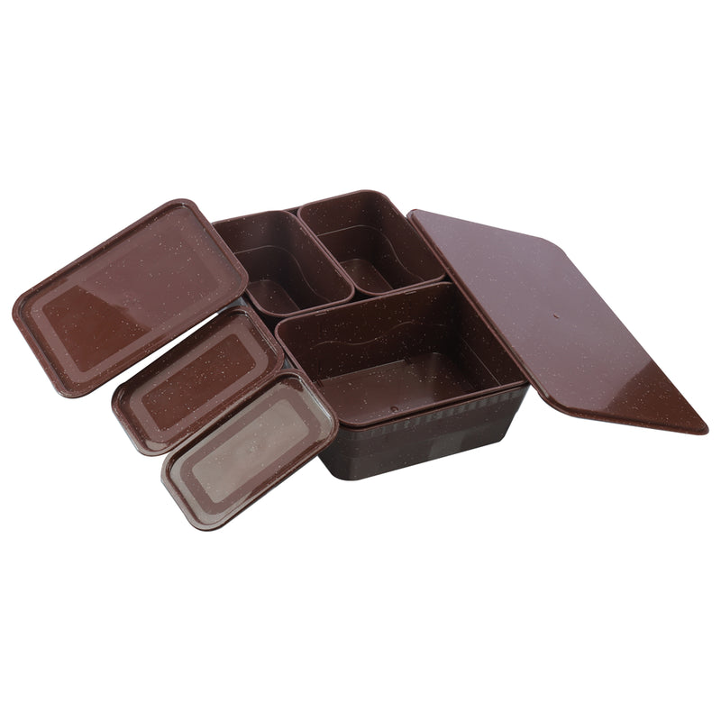 Unica Multipurpose Tray With Lid (Brown) - Set of 4 1 Unit