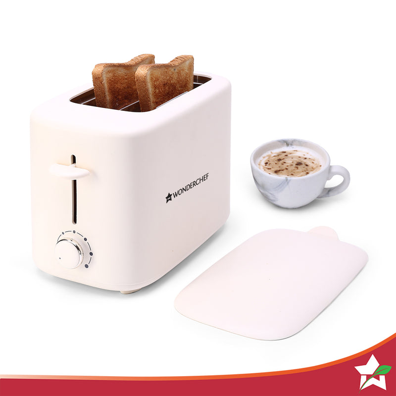 Wonderchef Bellagio 2-Slice Toaster with Cover Lid - White - 800 Watt 1 Unit