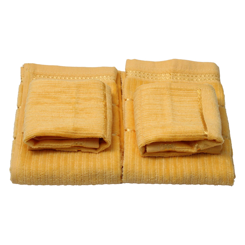 EW Merry Towels Combo 400 GSM - Golden Yellow 2 Hand Towels + 2 Face Towels