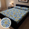 VAA Microfibre Double Bedsheet 140 GSM - Blue (Floral) 224x243 cm