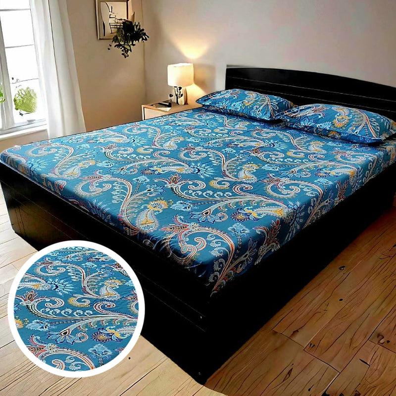 VAA Microfibre Double Bedsheet 140 GSM - Multi (Paisley) 224x243 cm