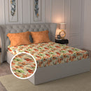 Trident Moments Double Bedsheet (FROR) 120 TC - Floral Orange (228x254 cm) 1 Unit