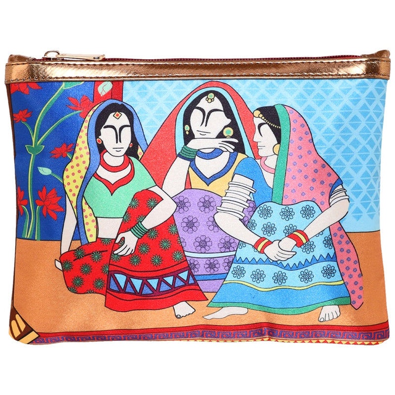 Sabhyata Three Ladies Design Multipurpose Pouch (SP1-11) - Blue 1 Unit