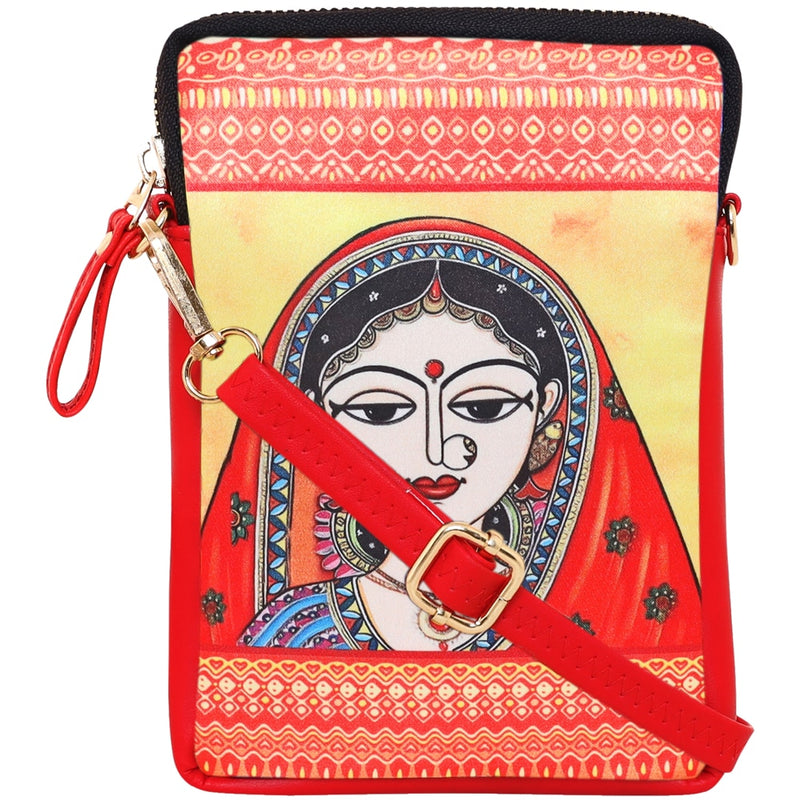 Sabhyata Ghunghat Lady Design Sling Bag (SM02-01) - Orange 1 Unit