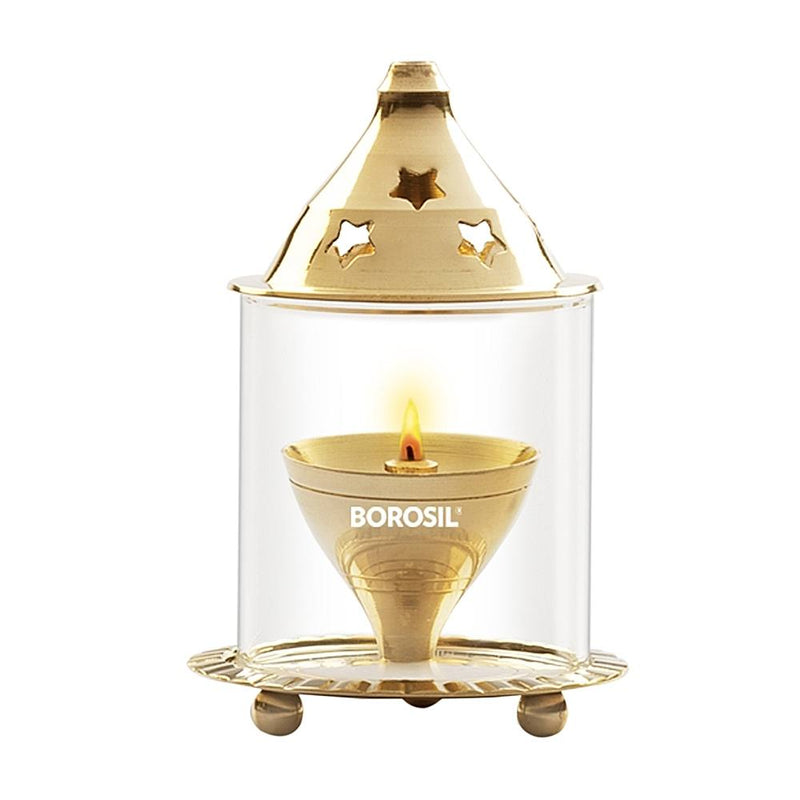 Brass Borosil Akhand Diya Small 1 Unit