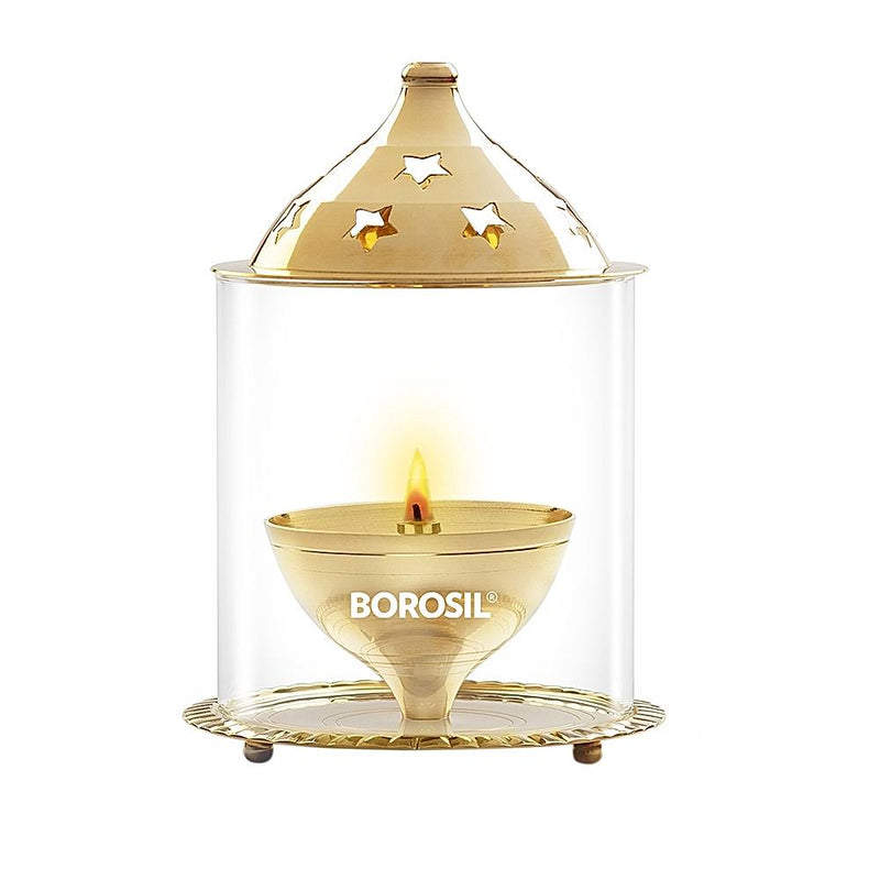 Brass Borosil Akhand Diya Large 1 Unit