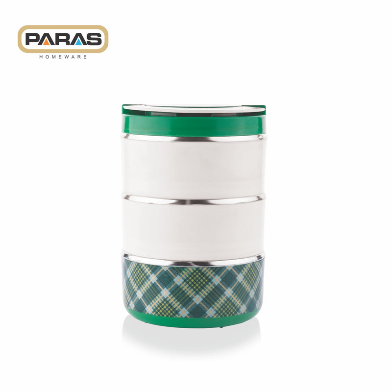 Paras Flexi 3 Layer Lunch Box - Green 1 Unit