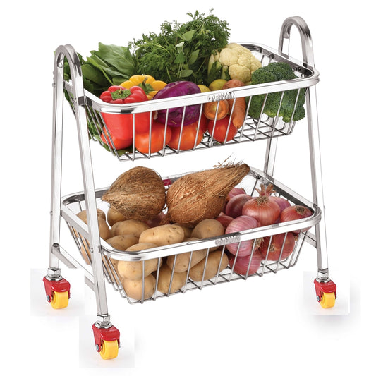 Priya Stainless Steel 2 Step Pyramid Vegetables Trolley 1 Unit