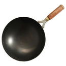 KYYTE Iron Sheet Metal Wok With Wooden Handle - Black 24 cm