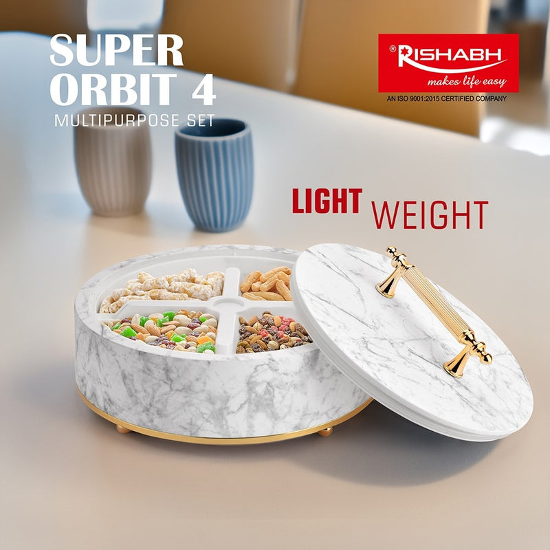 Rishabh Super Orbit 4 Multipurpose Container (Dry fruits Box) - White 1 Unit