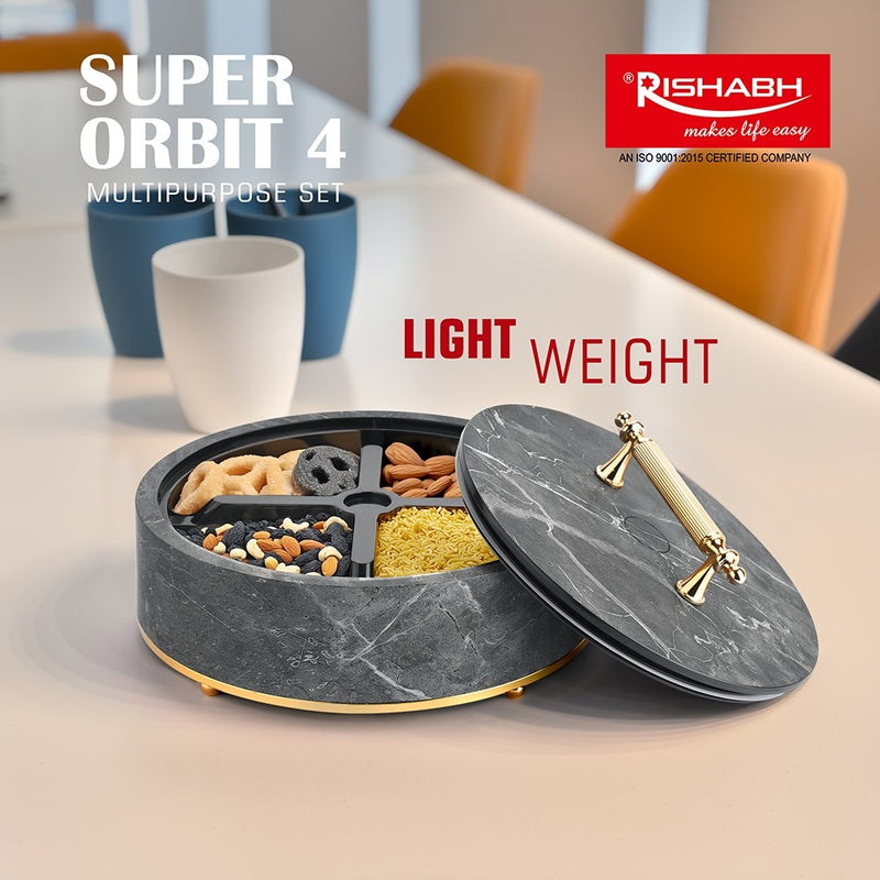 Rishabh Super Orbit 4 Multipurpose Container (Dry Fruits Box) - Grey 1 Unit