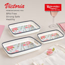 Rishabh Victoria Premium Serving Tray Set - White & Pink Set of 3