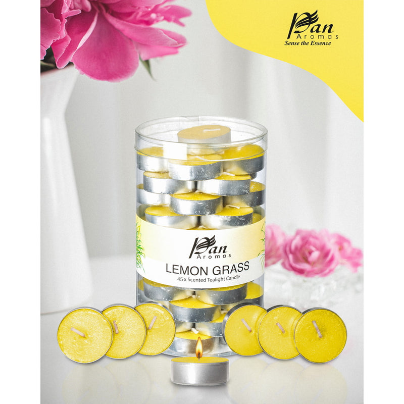 Pan Aromas Scented Tealight Candle Lemon Grass 45 Pieces