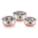 Gokul Stainless Steel Copper Bottom Handi Set Set of 3