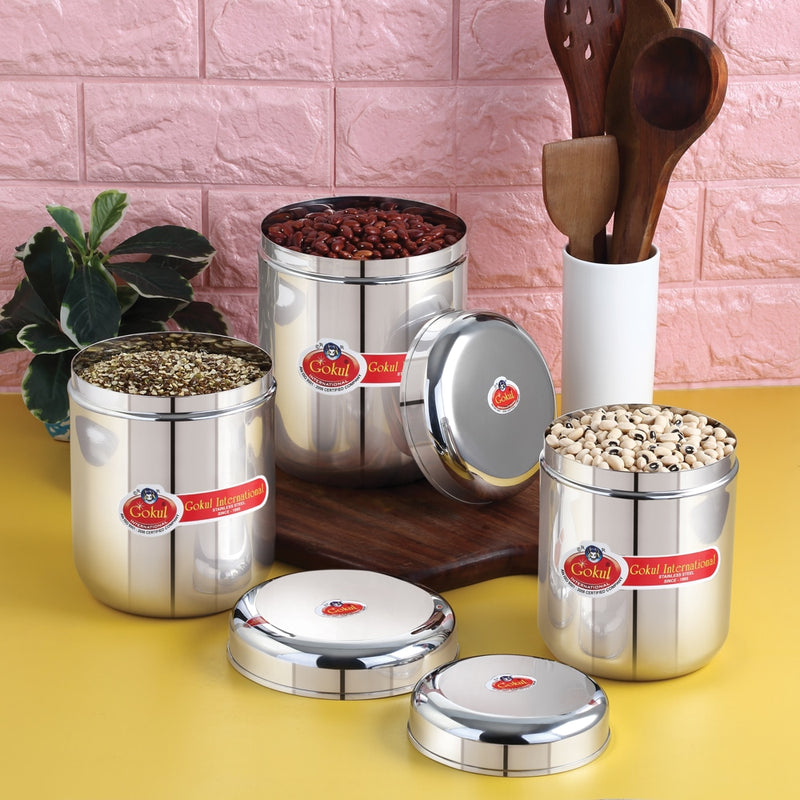 Gokul Stainless Steel Premium Canister Set Set of 3