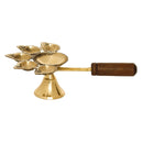 Ecraftindia Golden Brass Panchdeep Diya With Wooden Holder 1 Unit