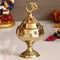 Ecraftindia Golden Om & Swastik Symbol Akhand Brass Diya 1 Unit