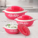 Cello Hot&Serve Insulated Inner Steel Casserole - Pink - 3 Pieces 1 Unit