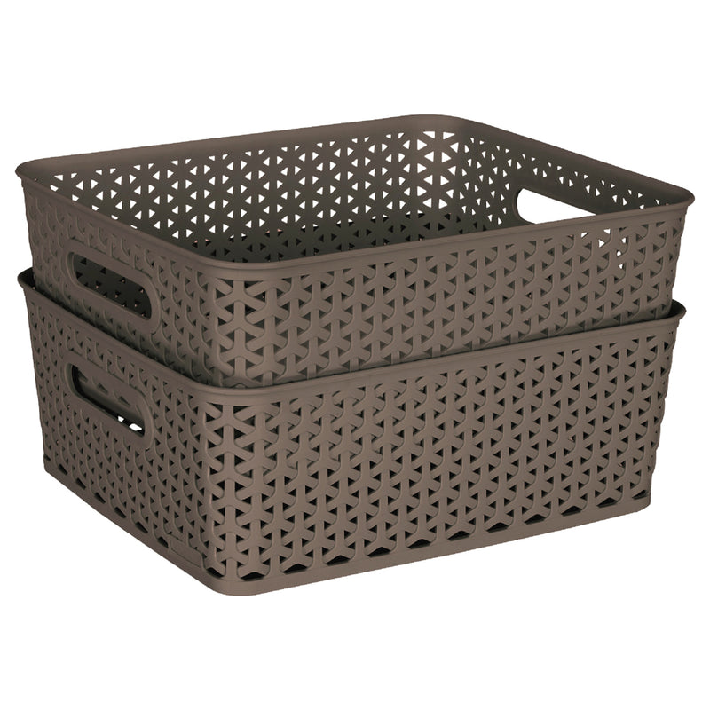 Kolorr Plastic Royal Medium Basket - Lt Brown (6 L) Set Of 2