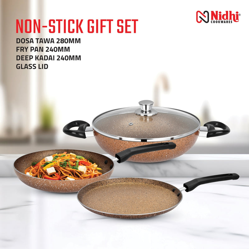 Nidhi Omega Non Stick Set - Golden (Set Of 4) 1 Unit