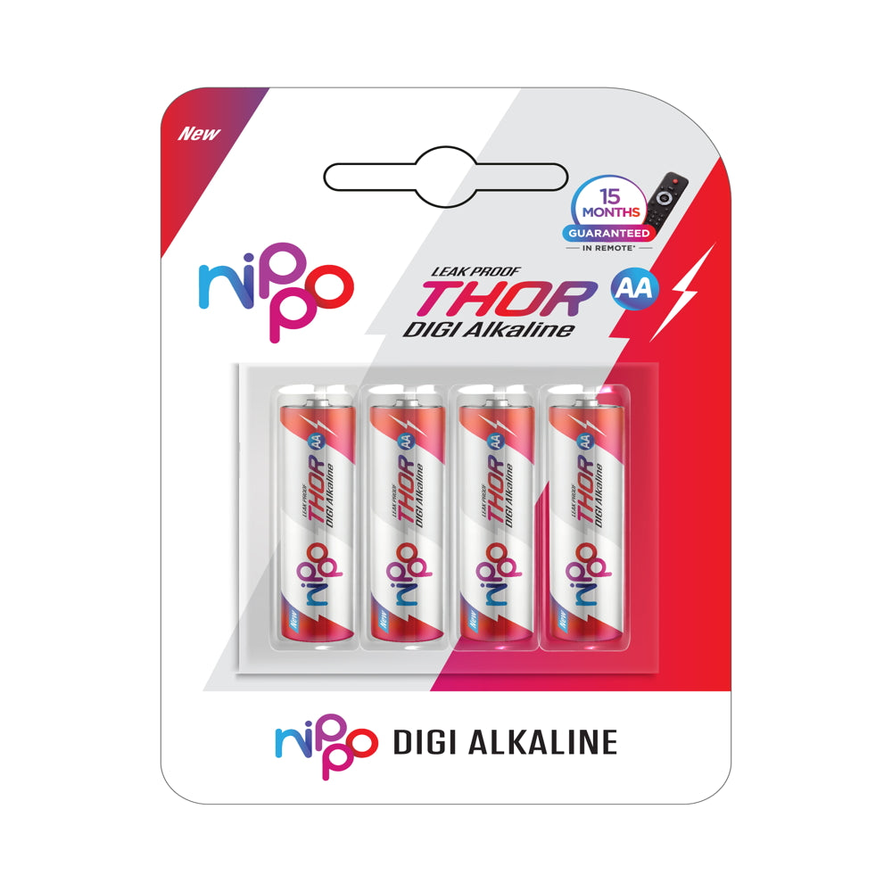 Nippo Thor Digi Alkaline AA Battery 4 Units