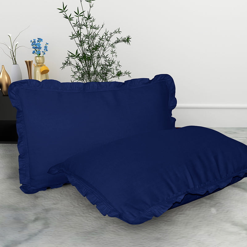 Pillow Cover Cotton Deep Blue - 16x24 Inches 2 Units