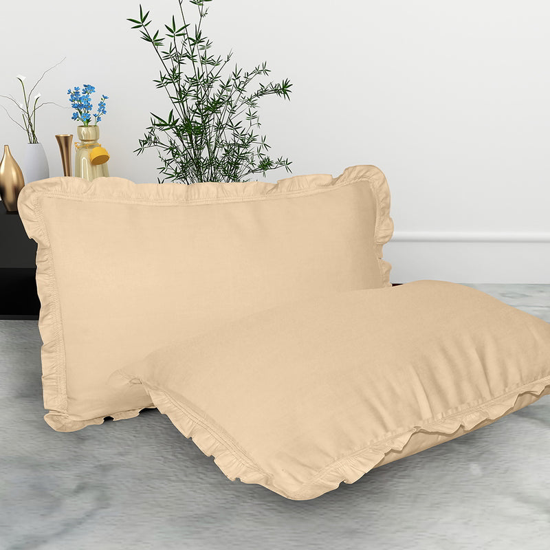 Pillow Cover Cotton Beige - 16x24 Inches 2 Units