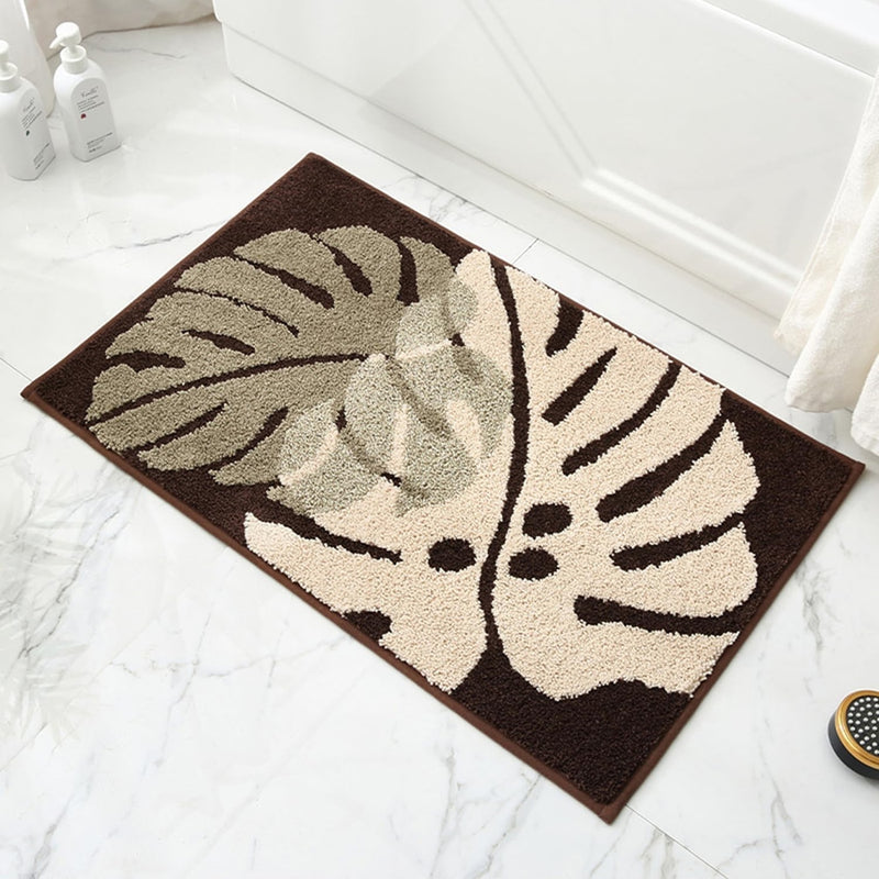 Roseate Two leaf Microfibre Bath Mat (P1) - Brown 40x60 cm