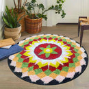 Roseate Rangoli Microfibre Round Floor Mat (02) 60x60 cm