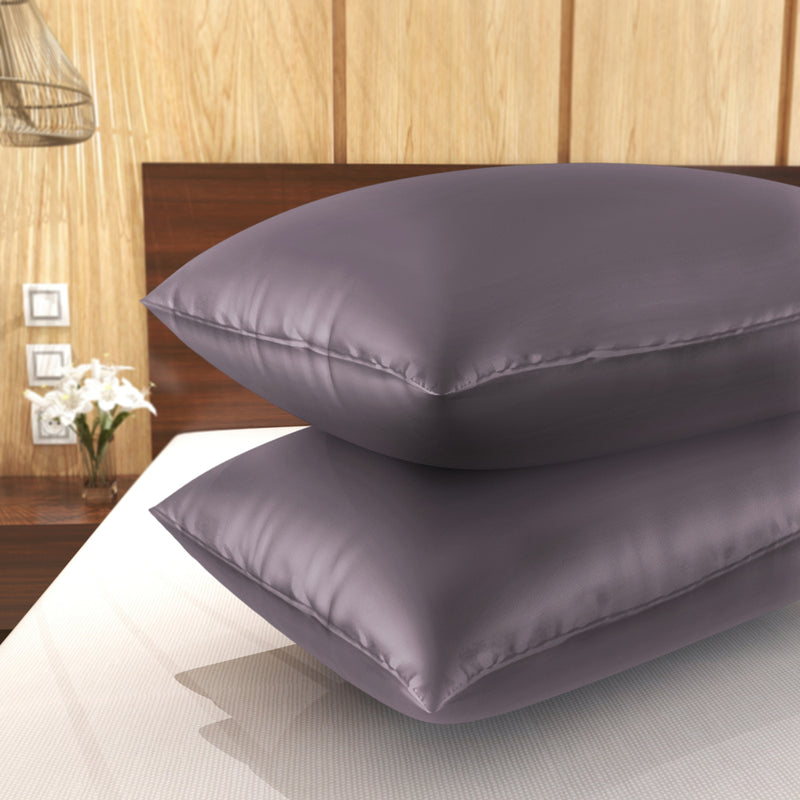 SC Satin Pillow Cover Light Plum - 17x27 Inches Set of 2