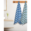 Athom Living Iris Rib Bath Towel Blue & Green -75x150 cm Set of 2