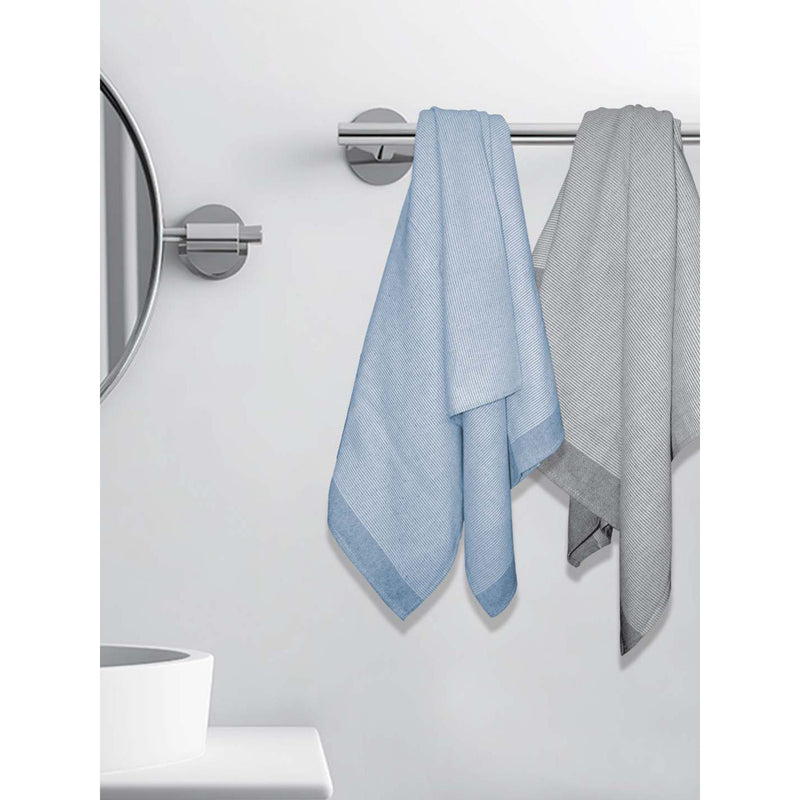 Athom Living Aster Bath Towel Grey & Peacock Blue -75x150 cm Set of 2